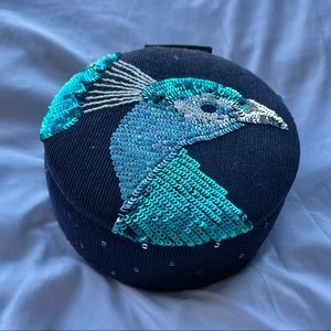 Rare Anthropologie Sequin Peacock Jewelry Box